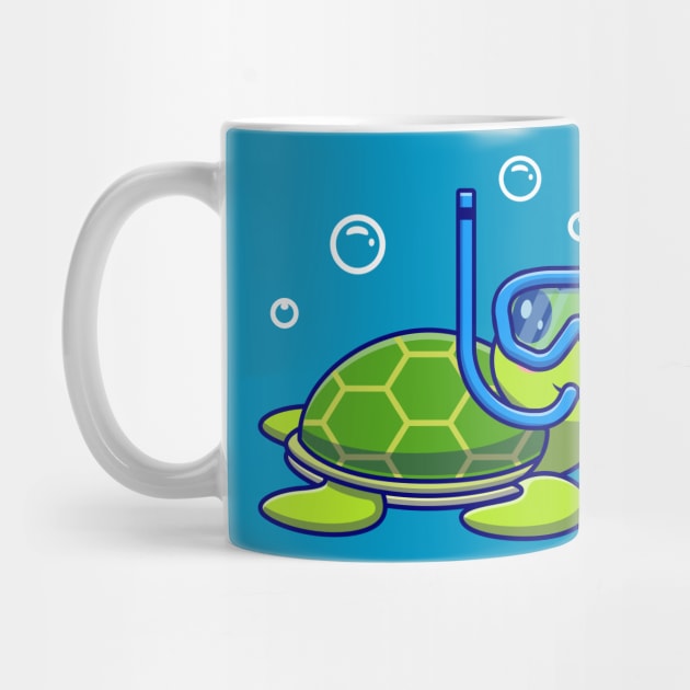 Cute Turtle Snorkeling In The Sea Cartoon Vector Icon Illustration by Catalyst Labs